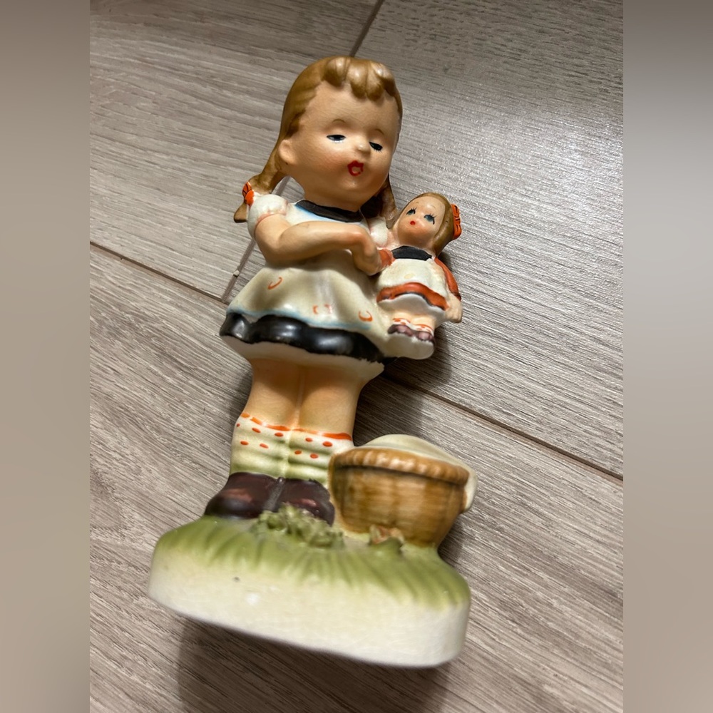 Vintage Erich Stauffer Signed Girl w/ Doll. No Chips/Cracks -Overall Good Cond.
